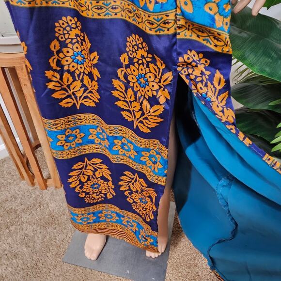 RAGA Bohemian Strapless Maxi Dress Size XS Orange and blue - Picture 3 of 9